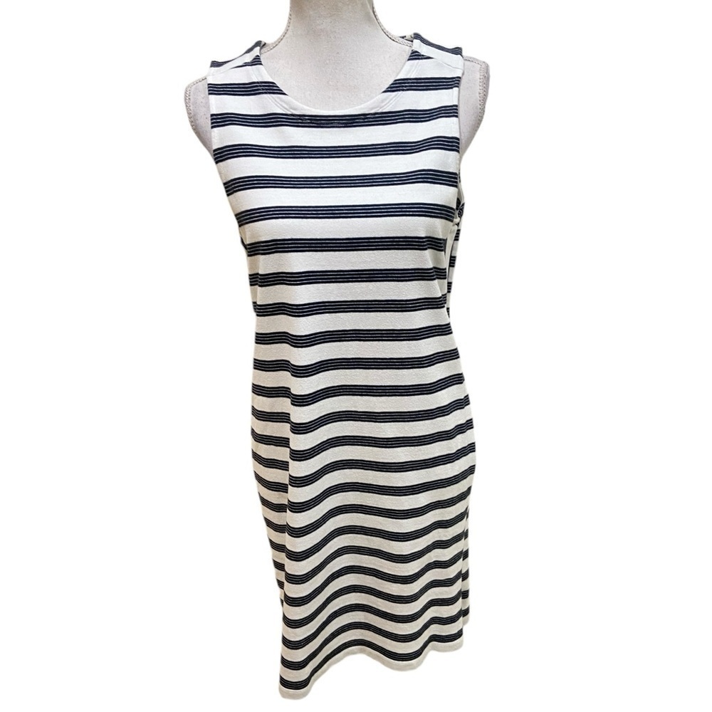 Vineyard vines navy/white stripe sleeveless stretch cotton dress back zip medium